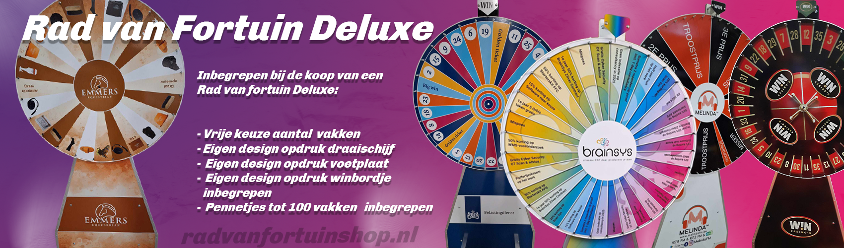 radvanfortuinshop.nl| Koop een rad van fortuin deluxe Type 1000 met uw eigen design print - leverbaar in 2 versies